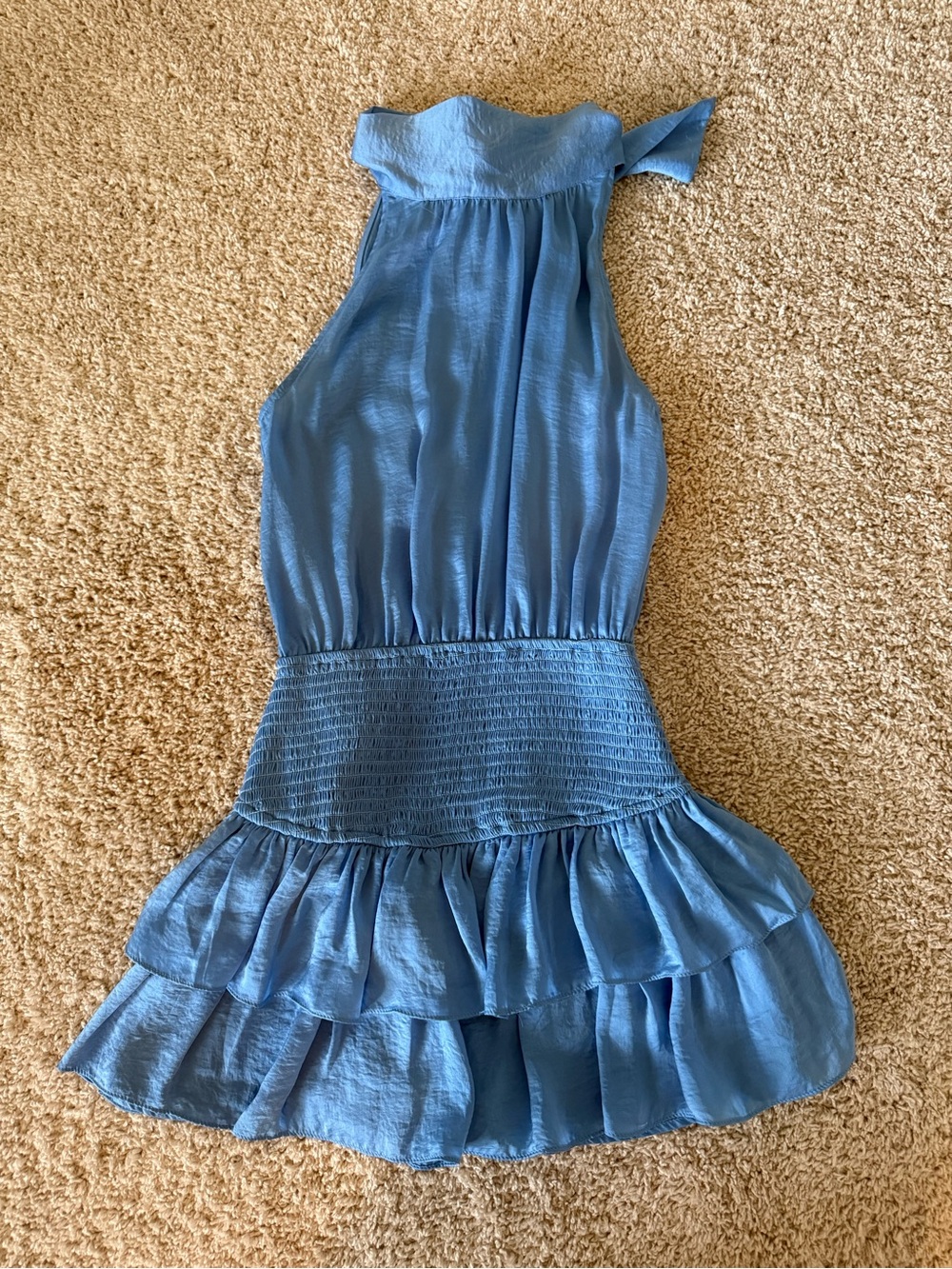 American Threads Light Blue Ruffled Mini Dress